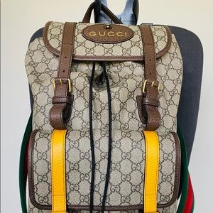 New Gucci Soft GG Canvas Backpack with Web Straps